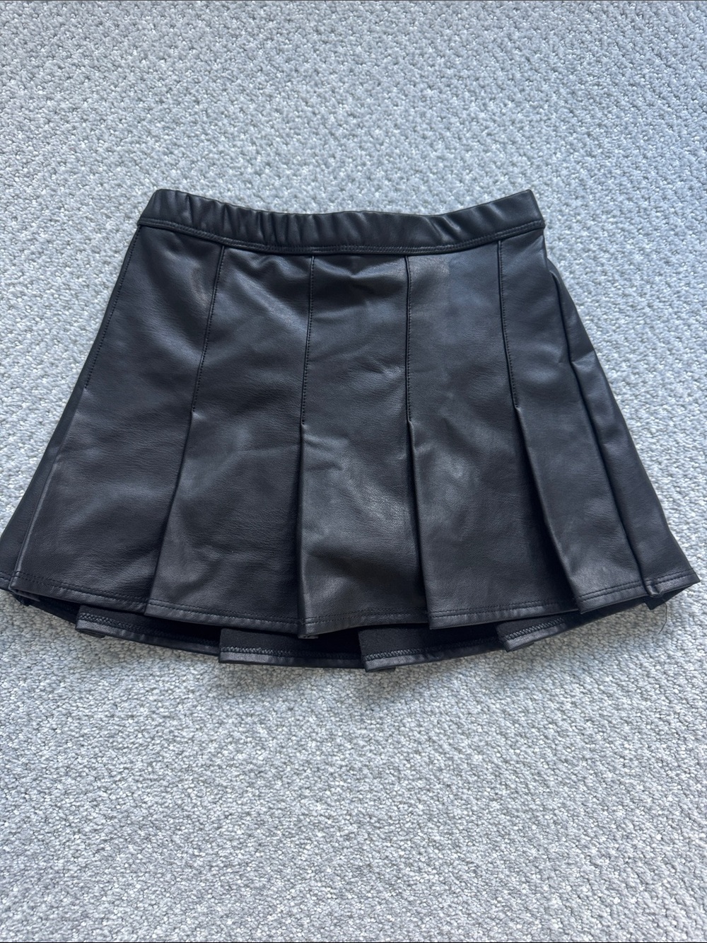 abercrombie kids Black Faux Leather Pleated Skater Skirt